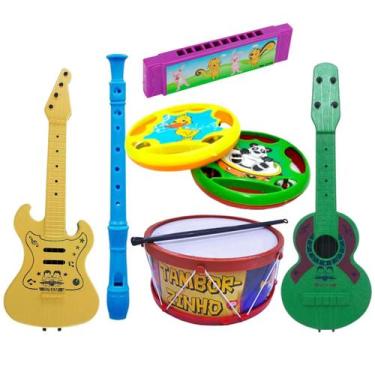 Imagem de Kit Gaita Viola Tambor Prenda Infantil 6 Instrumentos Brinquedos Educa