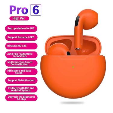 Imagem de Fones de ouvido sem fio Air Pro 6 tws com microfone Bluetooth para iPhone