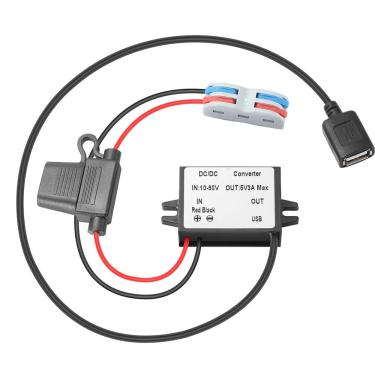 Imagem de Conversor Buck mzhou 10-90V para 5V 3A max USB 15W com fusível IP67