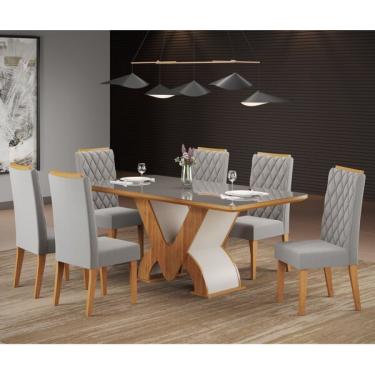 Imagem de Conjunto Sala De Jantar Mesa Retangular Novita Com 6 Cadeiras