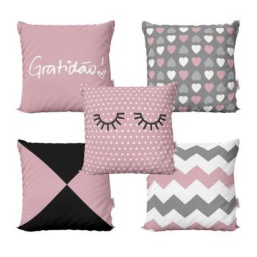 Imagem de Almofadas Decorativas Rosa, Cinza E Preto Para Sofá 40X40 - Novadecora