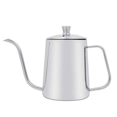 Imagem de Panela de café de aço inoxidável, chaleira de café, gotejamento, bico de pescoço de ganso longo, derramamento preciso para cozinha doméstica, cafeteria, prata, 550 ml