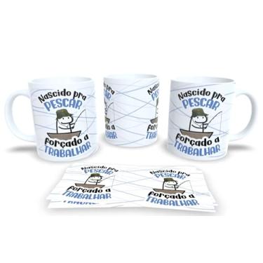 Imagem de Caneca Pai Te Amo – Com Frases Divertidas | Presente Criativo Dia dos Pais P30 (Nascido pra pescar forçado a trabalhar)