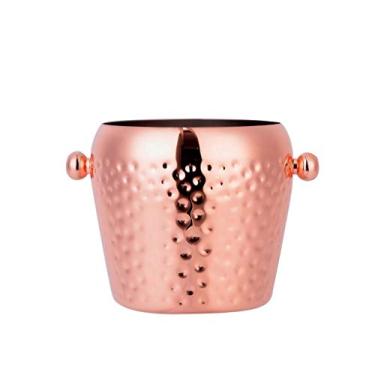 Imagem de FTOQWZXV Balde de gelo balde de gelo bar coquetel cerveja aço inoxidável balde de gelo vinho champanhe balde de gelo ponto martelo balde de gelo KTV cilindro de gelo redondo bebidas cooler/Beer Bucke