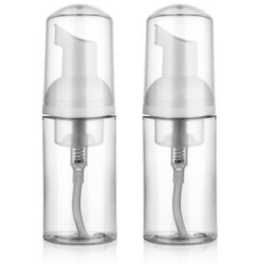 Imagem de Pacote com 2 frascos de espuma de viagem de 30 ml/28.3 g Mini Mousse Dispensador de Sabão de Espuma Tamanho Pequeno Dispensador de Sabão Espumante Plástico Transparente Vazio Recipientes de Bomba