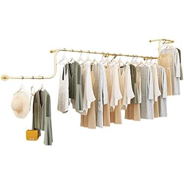 Imagem de CUTPOIY Trilho de roupas montado na parede, suporte de exibição de roupas, rack de roupas de tubo industrial destacável, haste de classificação de roupas pesadas de metal, Raa multifuncional para