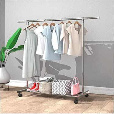 Imagem de Suporte para roupas com rodas, suporte de roupas com sapateira, aplique no quarto, sala de estar, suporte fácil de montar, varão para decoração de quarto A