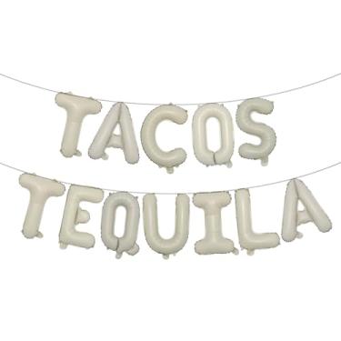 Imagem de Balão de tacos e tequila, faixa de taco multicolorida para festa de taco mexicana/terças-feiras de tacos/festa de tequila/festa/decorações de aniversário (TACOS TEQUILA Cream)