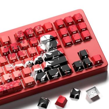 Imagem de XVX Teclas de anime japonês, conjunto de teclas PBT Double Shot, teclas de teclado Shine Through Keycaps, Cherry Profile Dye-Sub para teclados mecânicos com interruptores MX