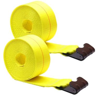 Imagem de Boxer, 2 peças de 10,16 cm x 9,42 m. Tiras de guincho com ganchos planos, resistência à ruptura de 7,26 kg, 5.400 WLL, para caminhões e reboques de cama plana