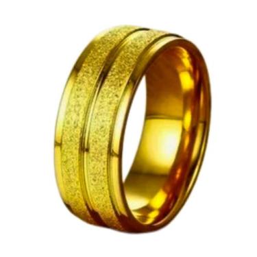 Imagem de Aliança Casamento 6mm Banhada Ouro 18k Brilhos Risco Meio Tradicional 