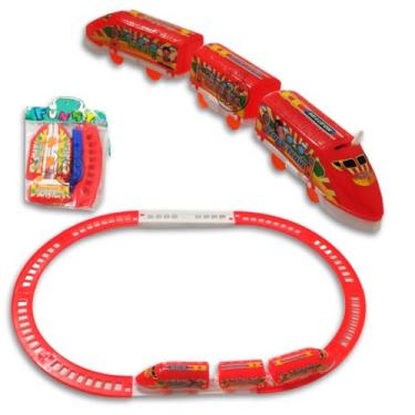 Imagem de Trem Brinquedo Locomotiva Trenzinho Infantil Trem Bala Metrô (VERMELHO)