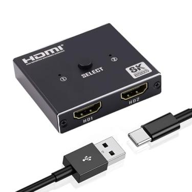 Imagem de Duttek Divisor HDMI 8K 1 em 2 saídas, interruptor HDMI 2.1 2 em 1 suporte bidirecional, HDR 8K @60HZ para Xbox Series, PS5/PS4/PS3, Roku, Apple TV, PC, Fire Stick