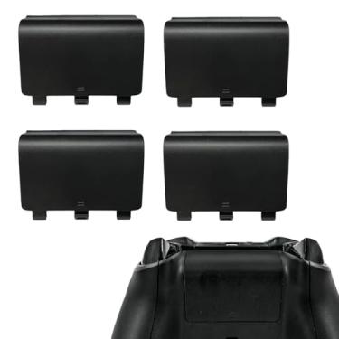 Imagem de Pacote com 4 capas traseiras de bateria para controle Xbox One/One S/X para controle Xbox One, peça de reparo de capa traseira de bateria para controle Xbox One/S/X, NÃO para Xbox Series X/S (preto)