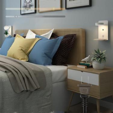 Imagem de Luz de parede interna LED com porta de carregamento USB 5V/2A Arandela de parede com plugue Touch Regulável Lâmpada de parede com cabo de 1,8 m Rotação de 350° Quarto Cabeceira Luz de Leitura Sala de