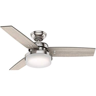 Imagem de Hunter Fan Company Ventilador de teto interno 50394 Sentinel com luz LED e controle remoto, 112 cm, acabamento em níquel escovado