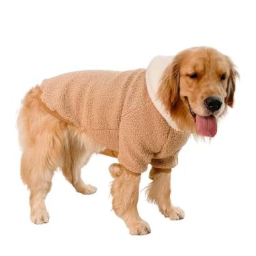 Imagem de HDKUW Suéter de cachorro grande, casaco com capuz para cães com orifício para trela, roupas quentes e macias para animais de estimação para cães médios e grandes 6GG