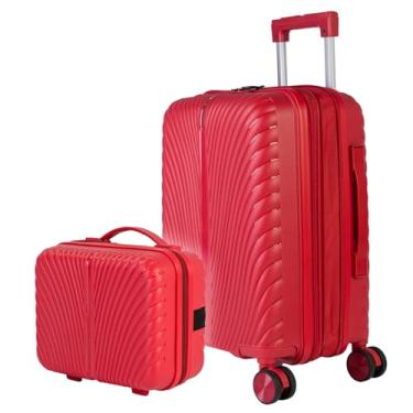 Imagem de Mala Viagem de Bordo Padrão ANAC Polipropileno Resistente Rodas 360° graus Cadeado Antifurto Conjunto com Frasqueira Rígida De Mão (Vermelha, Mala 8Kg+ Frasqueira P)