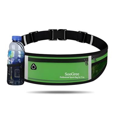Imagem de SooGree Pochete de corrida masculina e feminina, bolsa de cintura esportiva refletiva para treino, cinto com suporte para celular de corrida com suporte para garrafa de água, ideal para corrida