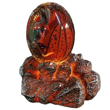 Imagem de lyrlody Lava Dragon Egg Resina Ornamentos Crystal Resin Dragon Egg Com Display Base para Desktop Decor Fantasy Collectible Dinosaur Egg (vermelho)