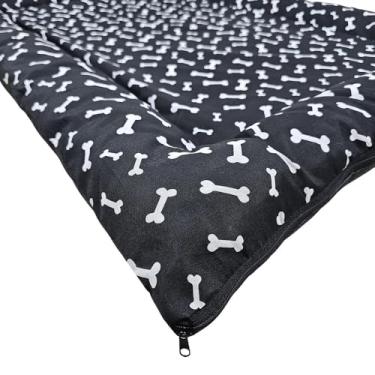 Imagem de caminha pet cachorro gato com bloqueador termico não passa friagem colchonete dog(GRANDE 68X58,PRETA OSSINHO)