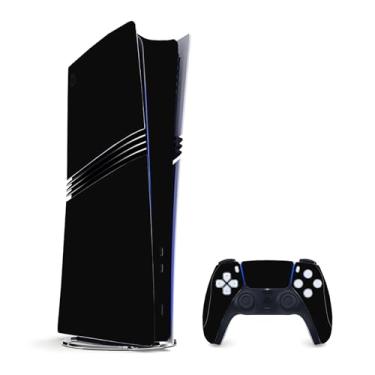Imagem de Adesivo de película compatível com PS5 Pro Digital, conjunto completo de vinil, capa adesiva preta para console de jogos e controle