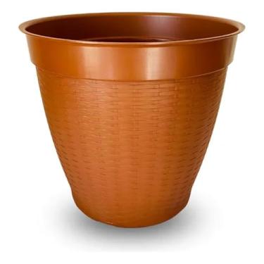 Imagem de Vaso Redondo Estilo Vime 30 Litros Cerâmico Plantas Flores Suculentas Jardim Decoração Casa (CERÂMICO,3)