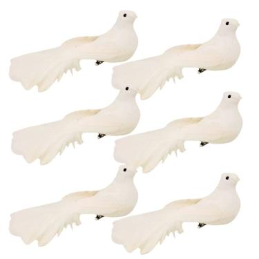 Imagem de Kit Pomba Branca Plumas 17cm 6 Unidades Enfeite Natal - Magizi