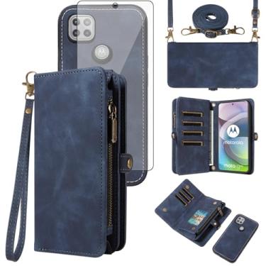 Imagem de Asuwish Capa de celular para Motorola Moto One 5G Ace/G G5 2021 com zíper carteira celular com alça protetora de tela de vidro temperado flip porta-cartões MotoOne 1 One5G UW Ace 6.7 XT2113-3 XT2113-5
