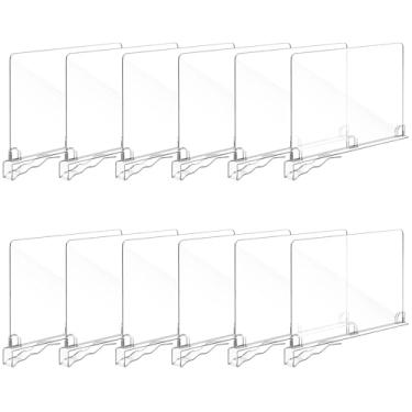 Imagem de Fixwal 12 peças divisórias de prateleira de acrílico destacáveis para organização de armário, divisória de prateleira transparente para organizadores de armário e organizador de prateleira de