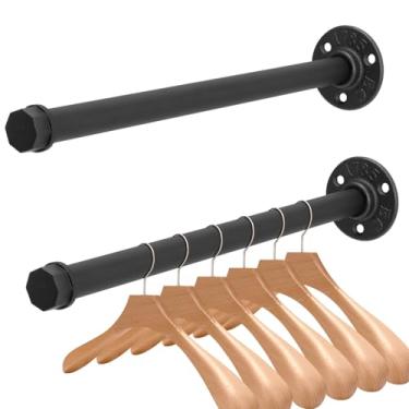 Imagem de Jeasor 2 peças cabideiras industriais de 30,5 cm, montagem na parede, varão rústico vintage, barra de metal multiuso para pendurar no quarto, banheiro, armário e lavanderia