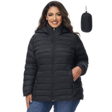 Imagem de Jaqueta Acolchoada Feminina Plus Size Royal Matrix - Com Capuz - Preta