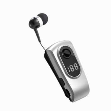 Imagem de Generic Fone de ouvido estéreo retrátil com driver confortável, microfone, clipe para corrida, treino, Prata