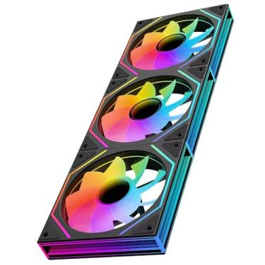 Imagem de Jungle Leopard Prism6 MAX X3 120 mm ARGB PC Ventoinha - Espelho Infinito de 3 lados e Efeito de Luz Espelho Infinito Axis, 800-1850±10% RPM 120 mm PWM Ventoinha para PC (Pacote Triplo Preto Reverso)