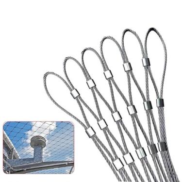 Imagem de 304 Rede De Corda De Aço Inoxidável Flexível, Cabo Flexível Balaustrada Malha Animal Gaiola De Aves Net Varanda Escada Rede De Proteção De Corda De Aço, H0.7xL7m/H2.29xL22.96ft