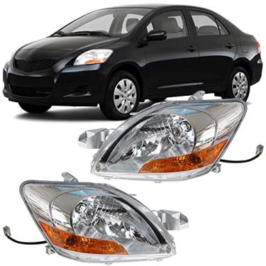 Imagem de GXYWADY Faróis para Toyota Yaris Sedan 2007-2011, Halogênio, Transparente, Esquerda e Direita