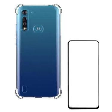 Imagem de Capa Anti Queda Moto G8 Power Lite + Película 3D Vidro + Kit Aplicação