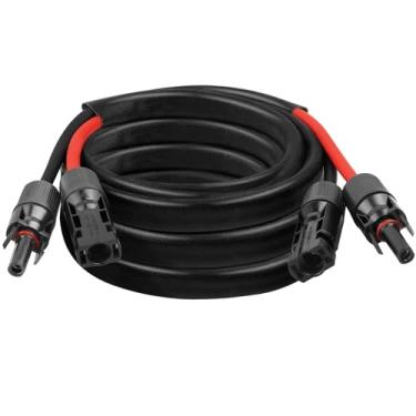 Imagem de Cabo solar de 10 AWG - Cabo de extensão de painel solar de 3 m, fio fotovoltaico, calibre 10, com manga protetora retardadora de chamas, conector impermeável fêmea e macho para trailer, sistemas