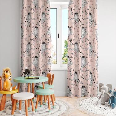 Imagem de Cortina Tecido Oxford Quarto Infantil Menina e Cachorrinho  - 280x220c