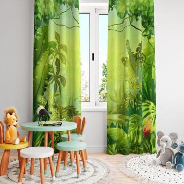 Imagem de Cortina Tecido Oxford Quarto Infantil Selva - 280x220cm - Core Decore