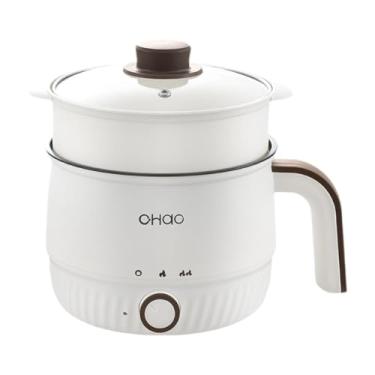 Imagem de KiBcsLic Mini panela elétrica para macarrão instantâneo, 2 configurações de velocidade, 1,8 L, panela antiaderente multifuncional para sopa, ensopado, com Vaporizador Pp