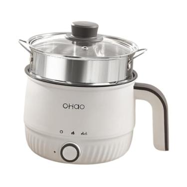 Imagem de Bothyi Mini panela elétrica antiaderente para ramen, portátil, com alça, panela multifuncional para ensopado de aveia, ensopados e macarrão, com Vaporizador de aço