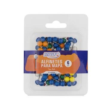 Imagem de BRW Alfinete para Mapa 6mm Bola Colorido 50 unidades