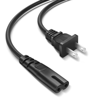 Imagem de QKCOK Cabo de alimentação de parede 2 pinos C8 de 2 m para Sony PS5/PS4, Xbox One S/X Series X/S, PlayStation 5 4, TCL Roku Smart LED LCD HD TV, HP OfficeJet Pro/Envy/DeskJet Series de substituição