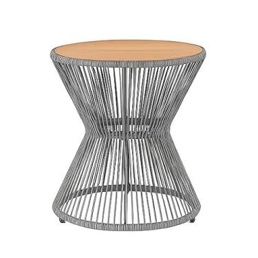 Imagem de Mesa lateral em forma de ampulheta em fibra sintética – decoração luxuosa para a casa, resistente mas elegante. Perfeita para salas de estar e quartos clássicos. (Cinza)
