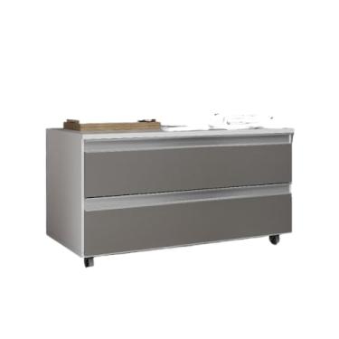 Imagem de Gabinete Banheiro JOIA 80CM 02 GAVETAS com Rodinhas(Branco/Cinza)