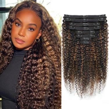 Imagem de Croocco FB30 Highlight Ombre Curly Clip In Extension Human Hair 3C 4A 