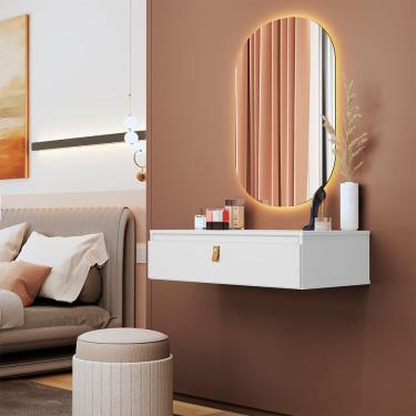 Imagem de Penteadeira Suspensa Multiuso Console Diana com Puxador em Corino Branco