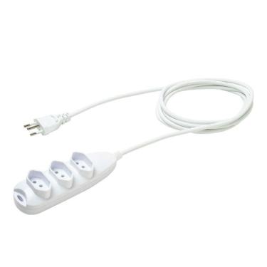 Imagem de Extensão elétrica 3 tomadas 3 pinos 10A 5m Branca Intelbras