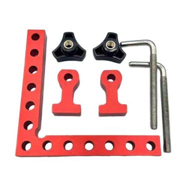 Imagem de Bothyi Grampo de canto para marcenaria de 90° 5,5 x 5,5 polegadas para montagem de estrutura versátil para marcenaria de madeira resistente com duas escalas, 3 Pedaços